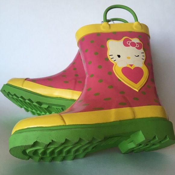 Hello Kitty Shoes New Hello Kitty Girls Rain Boots Polkadot Galoshes Wellies By Sanrio
